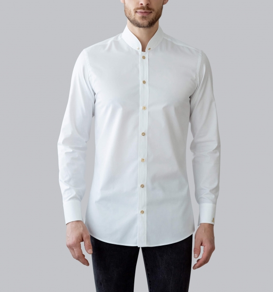 White cotton shirt gold buttons, Men, Shirts, Shop