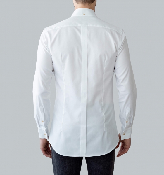 White cotton shirt gold buttons | Men | Shirts | Shop | MPEREUR
